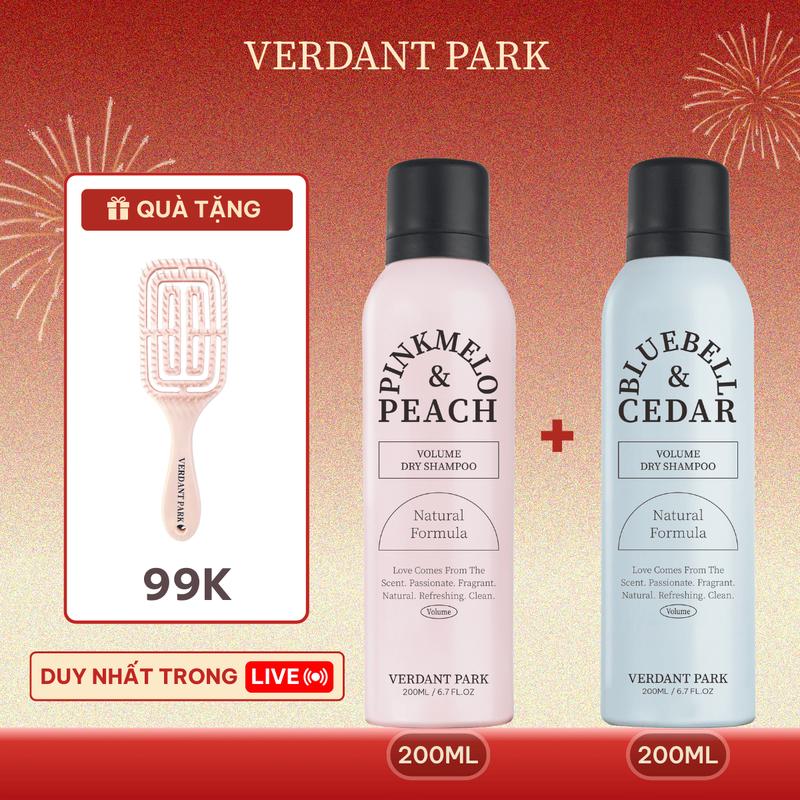  |LIVESTREAM| Combo 2 chai xịt khô phồng tóc VERDANT PARK xịt dưỡng gel tạo kiểu giữ nếp tóc lotion kiềm dầu phồng tóc Caviar Oil & Collagen Nourishing Fluffy Setting Spray 200ml Dry Shampoo 200ml Vetiver & Lilies Oil Control Volume Lotion 80ml Verdantpark 