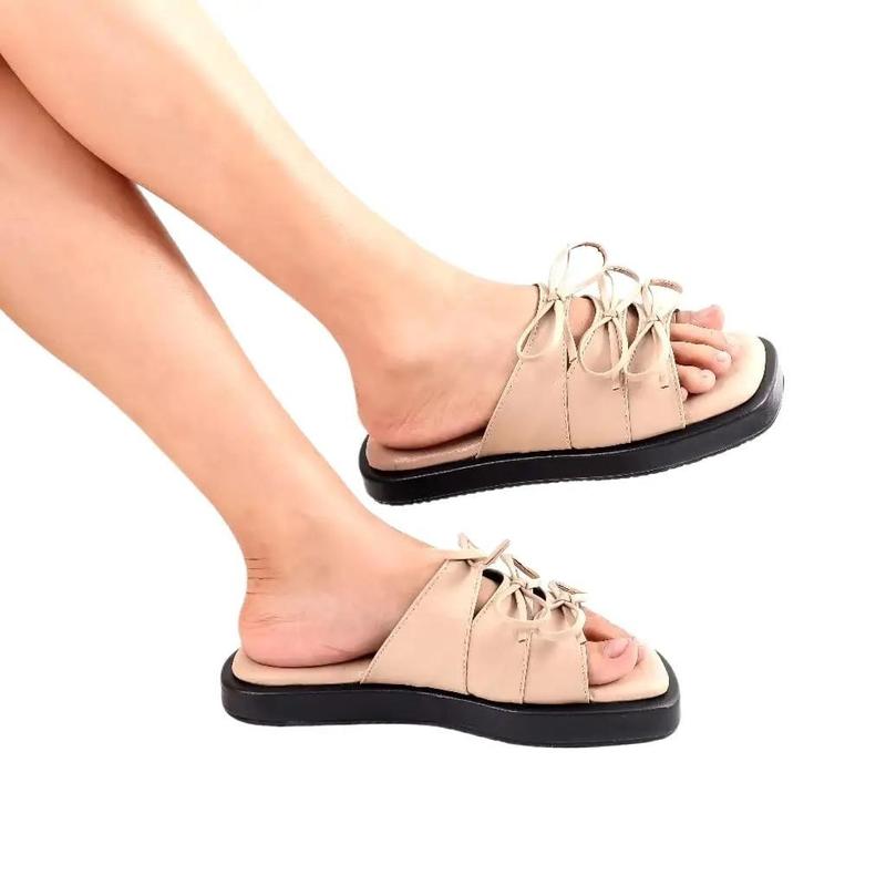 Sandal Wedges Wanita Slop Pita Series Outfit Lebaran Kekinian Premium Model Rumi Korea Terbaru Empuk dan Ringan Karet - Shoes, Sendal 4