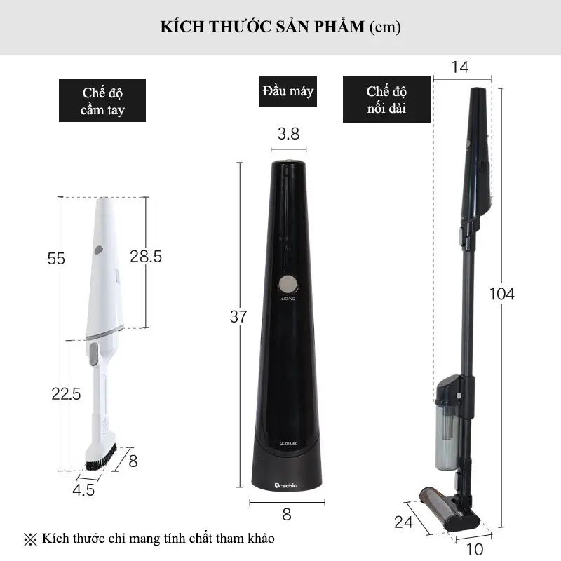 Máy hút bụi không dây Qrachic công nghệ hút xoáy cyclonic sạc pin, làm sạch nhà cửa, xe hơi 1