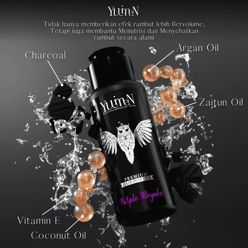 YUIMEN Hair Powder Premium Aroma Grape + Gratis Sisir Plastik + Rambut Bervolume dan Perawatan Rambut Berminyak atau Lepek 1