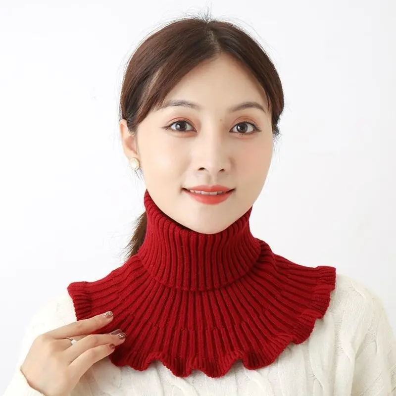 Cổ áo giả dệt kim chống gió Ấm áp Thời trang có thể tháo rời với tai gỗ Khăn quàng cổ mùa đông cho nam và nữ 5
