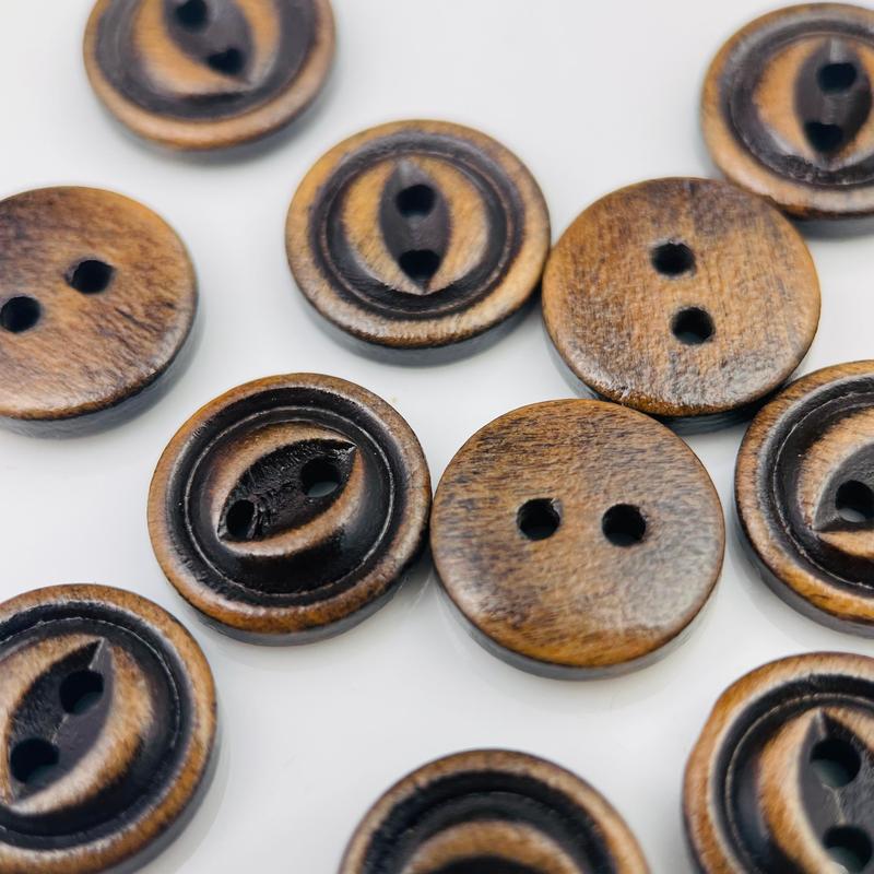 Product Introduction of Vintage Brown Wooden Shirt Buttons, Angel Eye, Tailor Textile Decoration and Sewing Pants Skirts, 12.5/15mm 10/20pcs 10