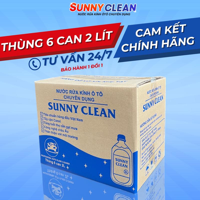   Thùng 6 Can 2 Lít  Nước Rửa Kính Ô Tô SunnyClean Chính Hãng,Không Cần Pha Loãng,Hạn Sử Dụng 2 Năm 