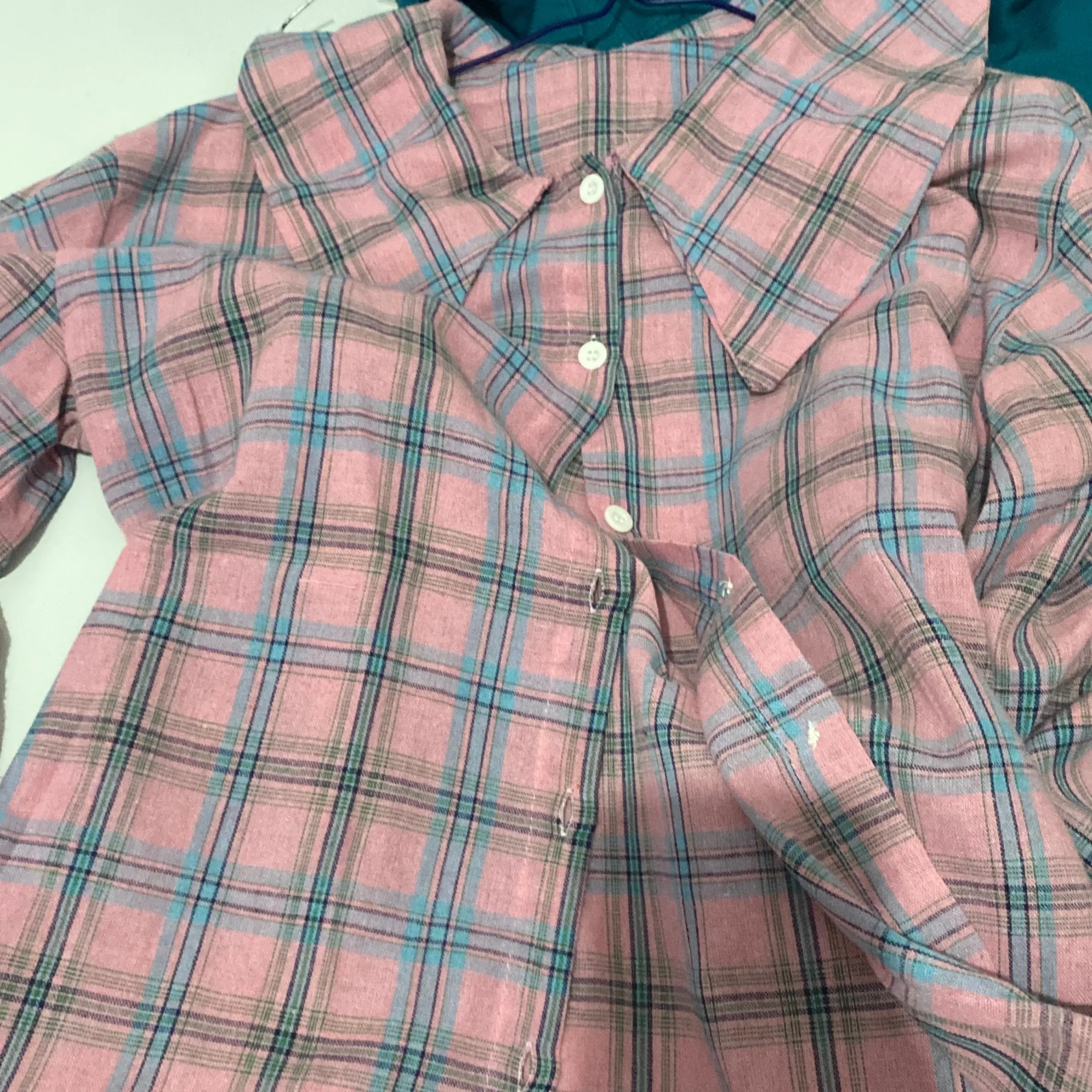 Kemeja kotak kotaak pink wanita Panjang Casual Atasan