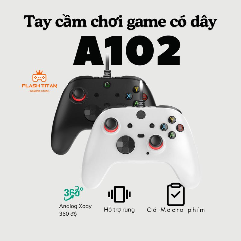 Tay cầm chơi game có dây A102L phiên bản 2024 full skill- Có rung- Dây dài 2,2m - Dễ dàng kết nối không cần cài driver