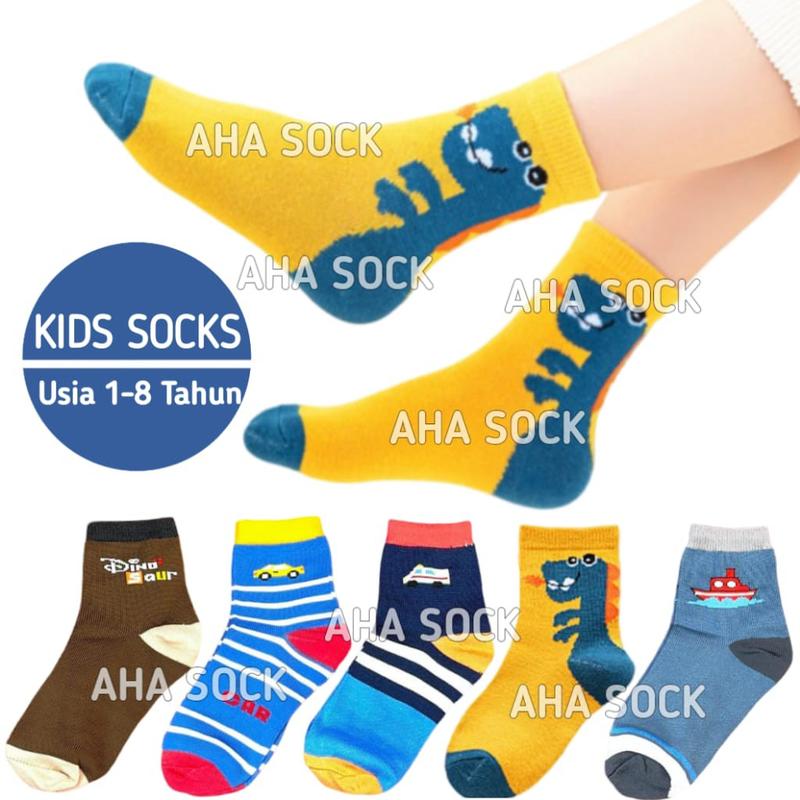 Product Introduction of Paket [12 Pasang] Kaos Kaki Cowok Cewek Motif Gambar Dino Mobil Mobilan Karakter Anak Anak 1 - 8 Tahun Bahan Spandex Poliester | Kaus Kaki Fashion Sock Anak Laki Laki Perempuan 45
