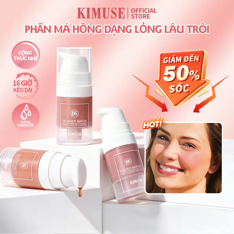 KIMUSE Phấn má hồng dạng kem 4 màu,màu nước truyền