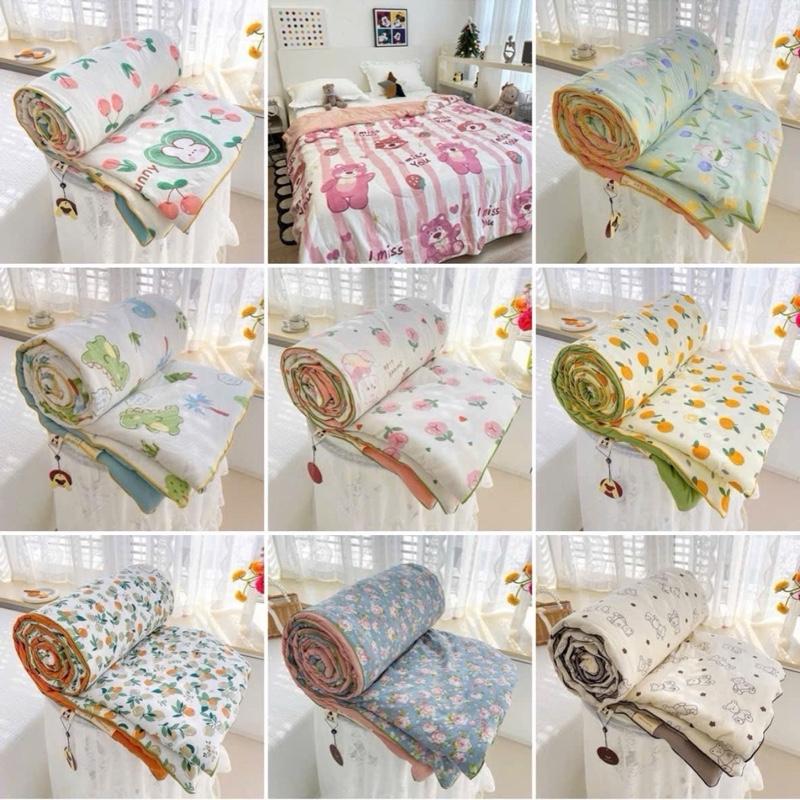  CHĂN HÈ COTTONG ĐŨI XƠ ĐẬU LÀNH kích thước 2mx2m3 TRẦN BÔNG MỀM MẠI THOÁNG MÁT DÙNG ĐƯỢC CẢ BỐN MÙA 