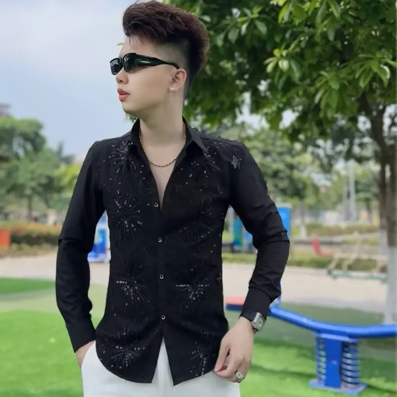ÁO SƠ  MI THIẾT KẾ ĐÍNH KIM SA LUXURY Nam 2