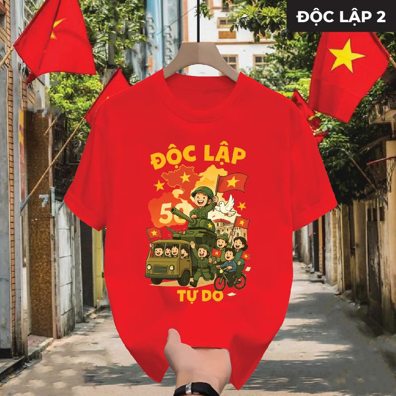 [Fullsize gia đình] Áo thun cổ tròn Việt Nam ĐỘC LẬP 2 cổ bẻ BASIC CVC  sang trọng, lịch lãm, thoáng mát - GMV 1