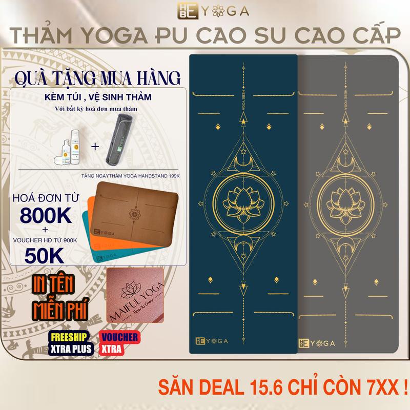 Thảm Tập Yoga Gym Định Tuyến YOGA HBE Pu Cao Su Moon Brozing Kẻ Vàng Cao Cấp