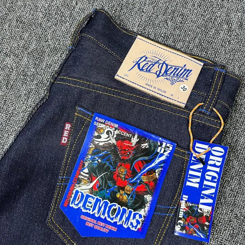 RED DENIM-supply artikel Demons 15 blue salvedge accent sanforize RAW denim slim straight