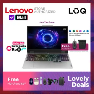 [12.12 | Gajian Sale] LENOVO LOQ 15 Core I7 13650HX RTX4050 32GB/16GB/12GB RAM 512GB SSD RTX4050 6GB 15.6" FHD IPS 144Hz W11H OHS 2024 LUNA GREY BAG [83DV016PID, 83DV01ARID, 15IRX9] AI-Powered Gaming PC