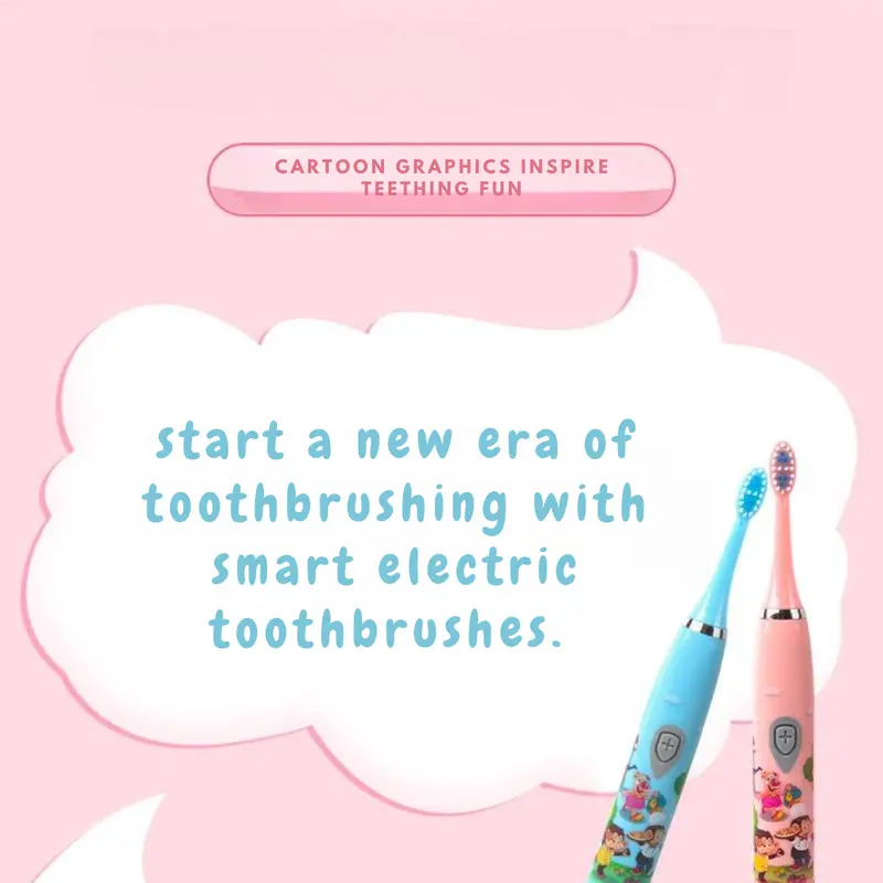 Sikat Gigi Anak Elektrik Sonic Vibration dengan Baterai Tahan Air dan Timer Otomatis 4