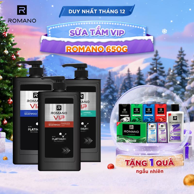 Dầu gội Sữa Tắm Romano VIP Vision Passion Impress 650G