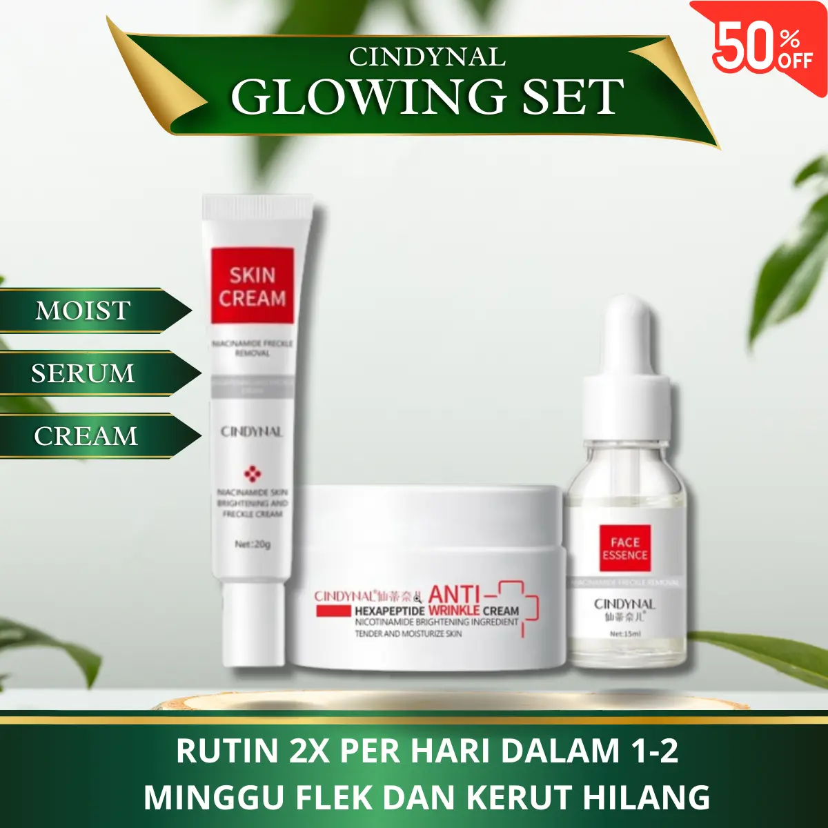 Whitening SET 3in1 Paket Skincare Face Wash,Serum dan Cream Whitening  Mencerahkan Kulit Kusam