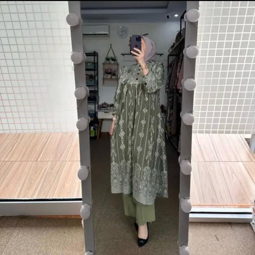 Setelan Tunik Destina Motif Etnik / Setelan Tunik / One Set Tunik
