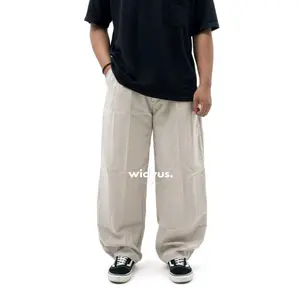 Celana Barrel Pants Unisex Celana Baggy Balon Panjang Cream - Widyus Pleasure