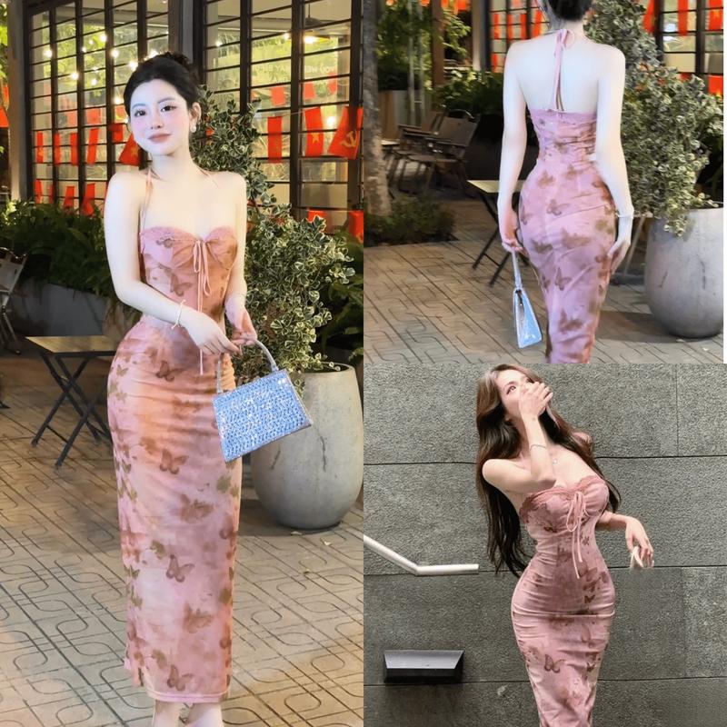Váy body hồng hồ điệp co giãn F13 - Thư Shop
