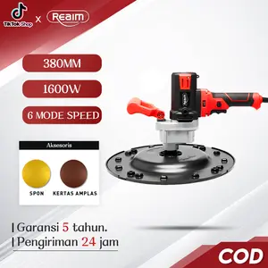 REAIM Mesin Plester dan Poles Semen 1600W – Alat Perata Acian Tembok 6 Kecepatan, Mesin Pemoles Mortar, Alat Pelester Dinding Otomatis, Trowel Listrik Multifungsi untuk Renovasi Bangunan