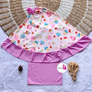 Mukena Anak Tergemas 1-7 TH Bunga Katun Pink Muslim Panjang