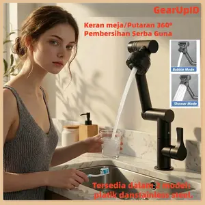 Keran Cuci Piring Angsa Fleksibel – Rotasi 360° – Model Tanam Dinding / Duduk Meja – Kran Wastafel Dapur
