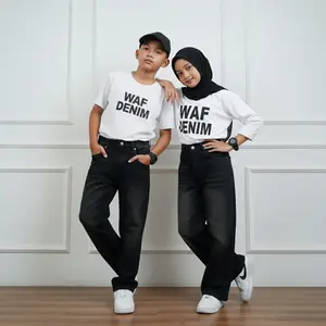 Celana Jeans Gombrong Skena Anak Cewek & Cowok Unisex Usia 7 - 14 tahun