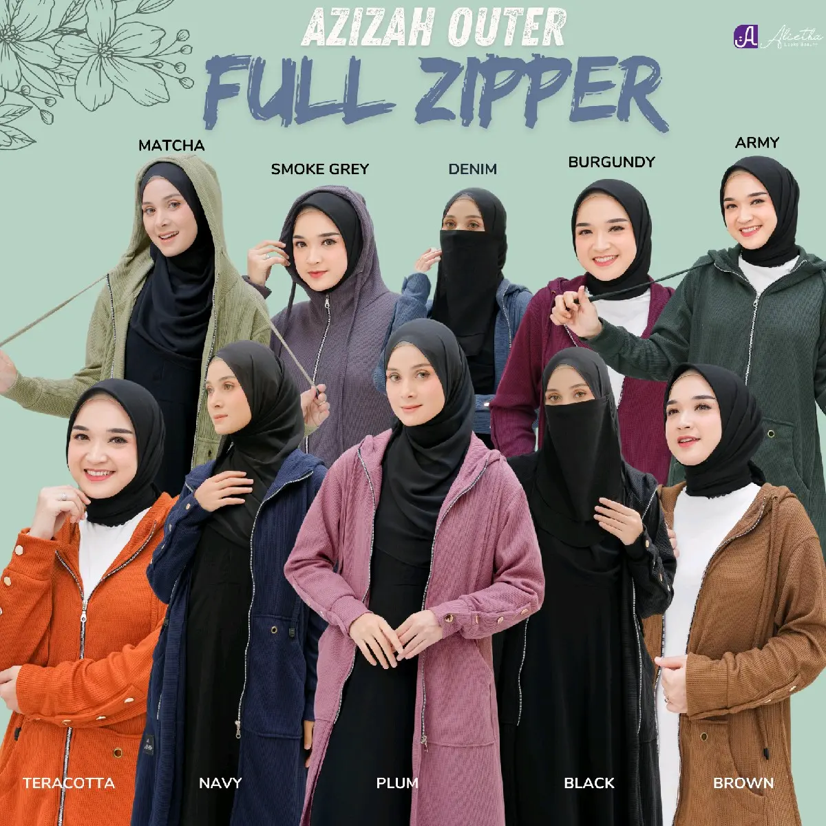 AZIZAH OUTER MUSLIMAH BY ALIETHA JACKET WANITA TERBARU VIRAL KEKINIAN