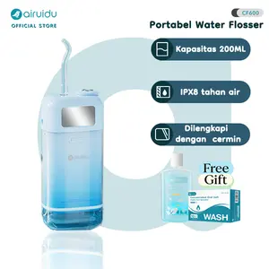 【Free Gift】Airuidu Water Flosser CF600 Model Terbaru 200ML Tahan Air IPX8 Dilengkapi Cermin Pengisian Daya Magnetik Kualitas Tinggi