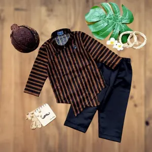 SATU SET PAKET LENGKAP BAJU ADAT JAWA (BAJU+CELANA+BLANGKON) USIA 0-12 TAHUN SURJAN LURIK ANAK Cowok Tradisional Jadu