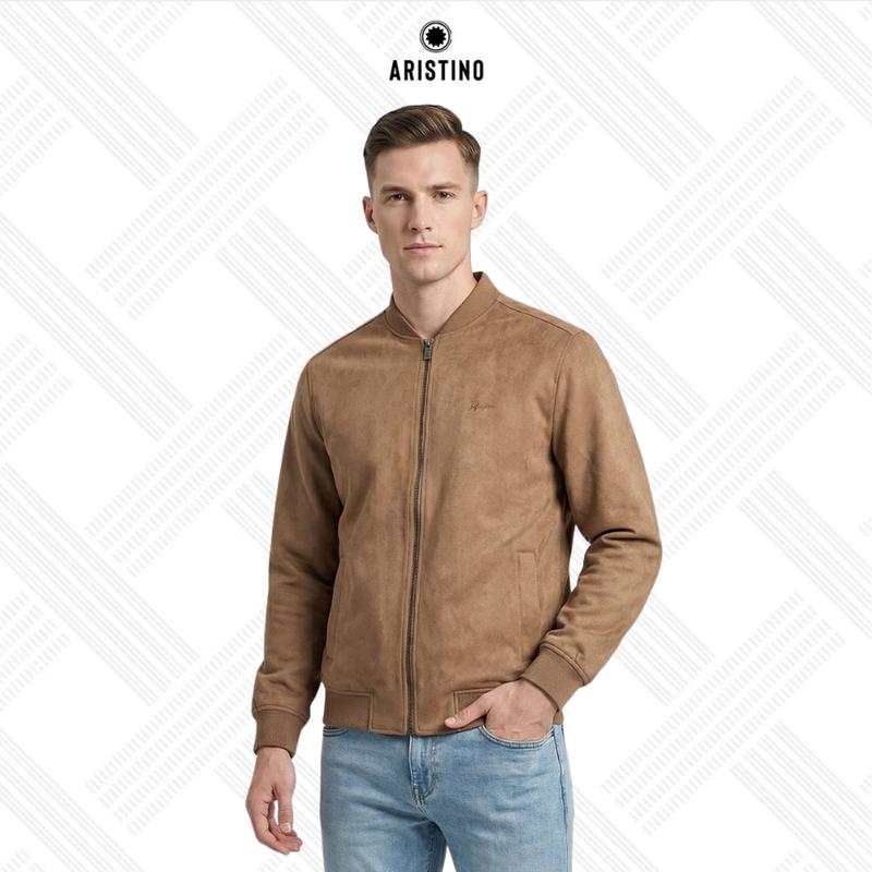 MỚI ARISTINO Áo Khoác 2 Lớp Nam Nâu Bomber Aristino Regular Fit AJK600EDP01
