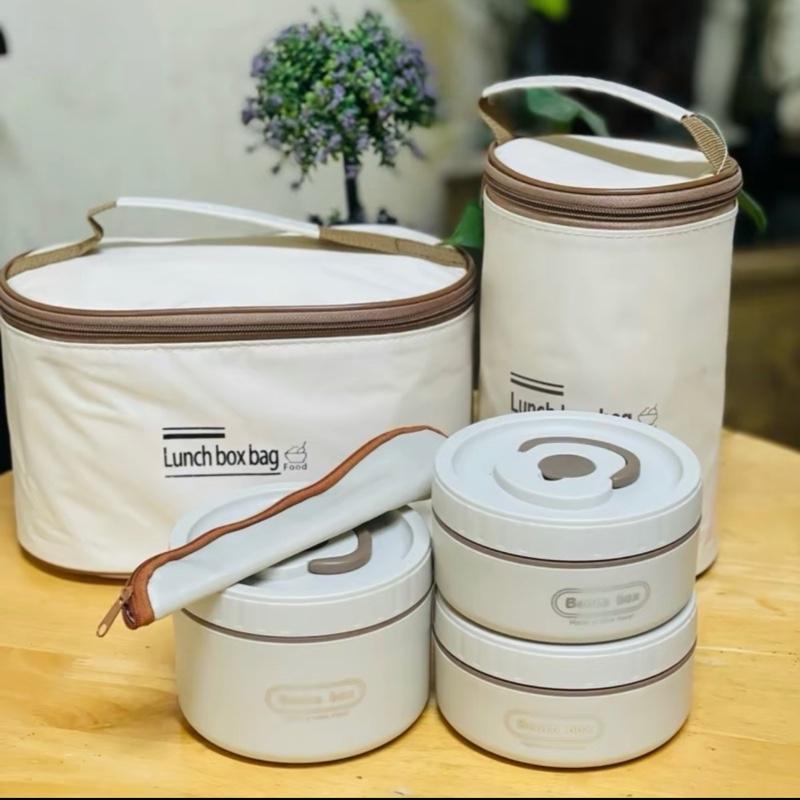 [TĂNG TÚI + ĐÜA THÌAJ Hộp đựng cơm giữ nhiệt 2, 3,4 tầng dùng được lò vi sóng ,Hộp com trưa văn phòng cách nhiệt bảng thép không gì tặng kèm túi hop com 0