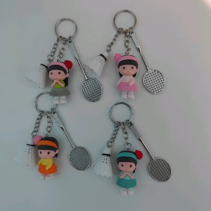 Gantungan Kunci Raket Shuttlecock Karakter Cewe Lucu - Keychain 2
