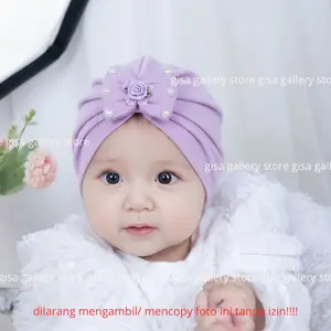 turban bayi perempuan / turban pita bunga mutiara