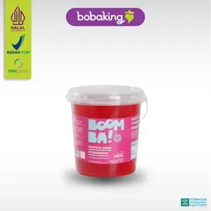 Bobaking BoomBa Popping Boba Strawberry - Siap Pakai, Meletus di Mulut, Rasa Strawberry, Topping Minuman