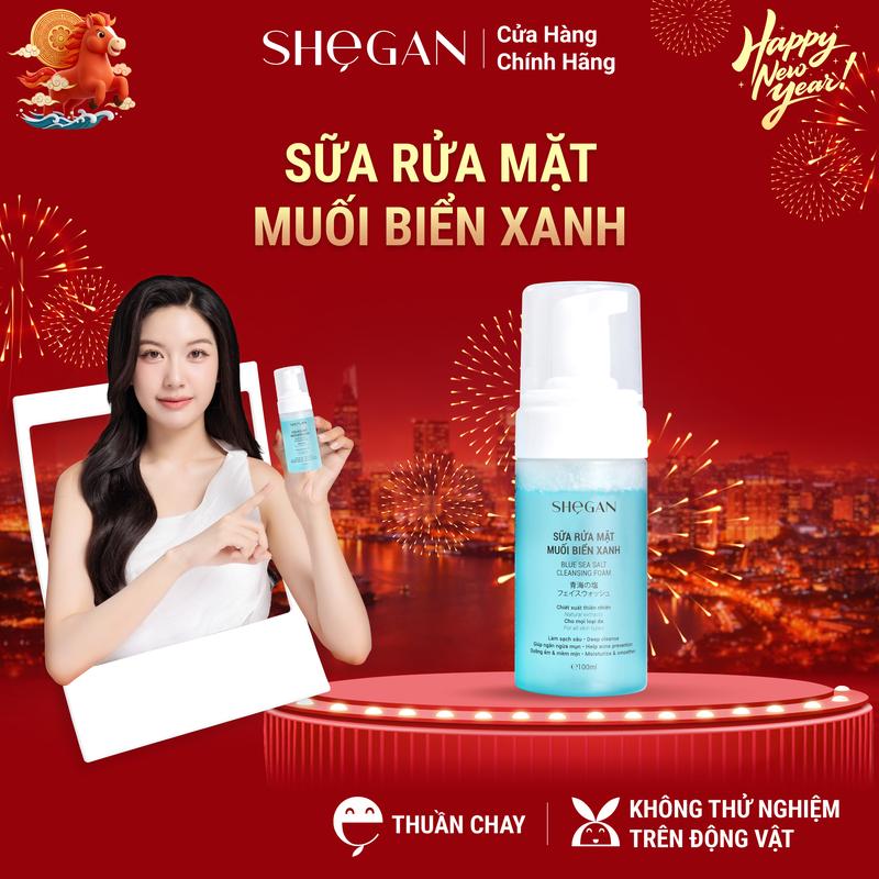   HÀNG ĐẶT TRƯỚC  Sữa Rửa Mặt Tạo Bọt Muối Biển Xanh SHeGAN 100ml - Phù Hợp Cho Mọi Loại Da Giúp Da Sáng Rực Rỡ Cải Thiện Mụn Cho Da Làm Sạch Sâu Phù Hợp Cho Mẹ Bầu Và Mẹ Sau Sinh 