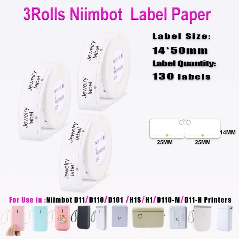Label Papers Self-Adhesive Stickers for Nimmbot D11 D101 D110 Labeling Printer Tool Various Styles & Sizes Labeling Papers New Fashionable
