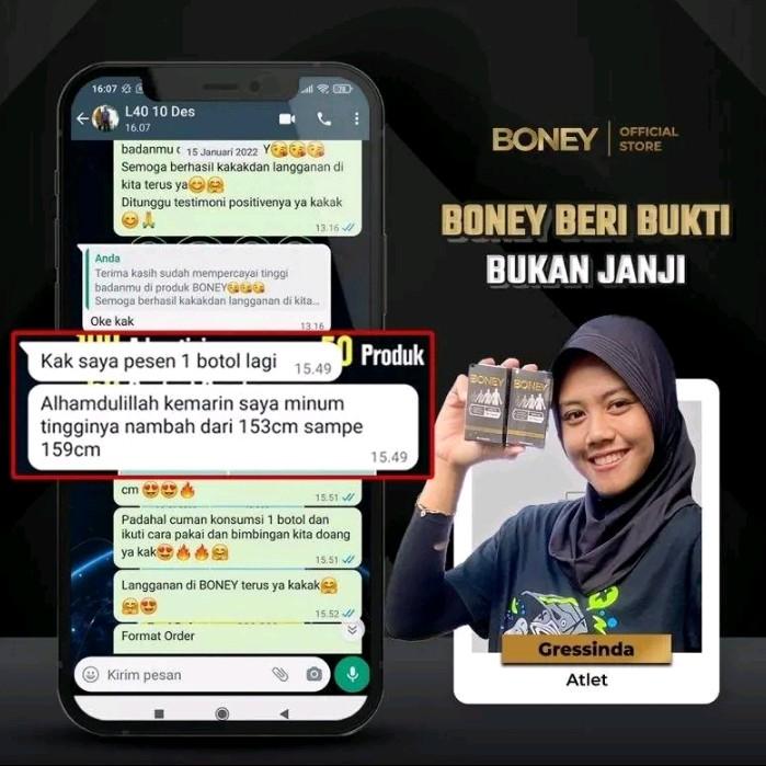 Boney Peninggi badan Suplemen kesehatan Tulang Pria & Wanita Naik 5-15 CM Aman BPOM Original 1