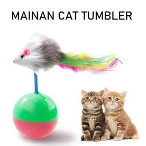 Mainan Kucing Bola Plastik Tikus Goyang Mainan Hewan Peliharaan Kucing Anjing Rattle Pet Toys Dog Cat Tumbler Mouse Swing Spring Mainan Per Kucing Bulu Goyang