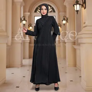 ARALLUCE 019 Abaya Hitam Wanita Mewah dan Elegan Baju Muslim Kondangan Umroh Haji Pengajian Simple Classy dengan Desain Eksklusif dan Versatile