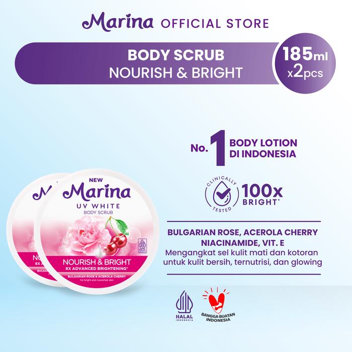 Gambar Marina UV White Bright & Fresh Body Scrub 185ml [2 pcs] - Exp : 08.2025 dari TempoStore Kota Administrasi Jakarta Timur Tokopedia