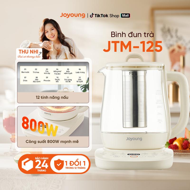  Ấm pha trà đa năng Joyoung JTM-125 Dung tích 1.5L Công suất 800W Thủy tinh chịu nhiệt tốt 12 tính năng nấu tự động pha trà chưng yến Bảo hành 24 tháng 