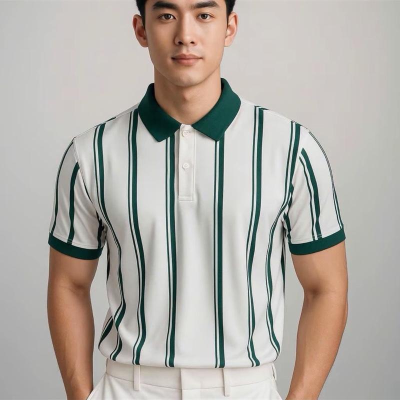    DEAL MỞ BÁN-  MẪU MỚI - ĐẸP  Áo Polo Vải Poly Cá Sấu  - Sọc Dọc MỚI  - Co Giãn Bốn Chiều Thấm Hút Mồ Hôi Tốt Cho Mọi Dáng Người 