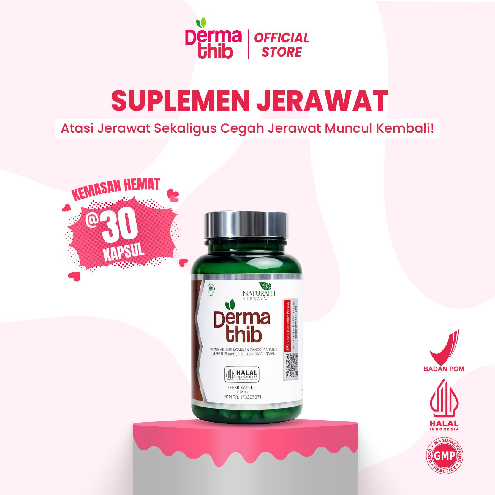 Dermathib - Suplemen Obat Jerawat Isi 30 Kapsul Herbal Wajah Berjerawat Pegagan Sambiloto & Kunyit BPOM Dermathib - Suplemen Obat Jerawat Isi 30 Kapsul Herbal Wajah Berjerawat Pegagan Sambiloto & Kunyit BPOM
