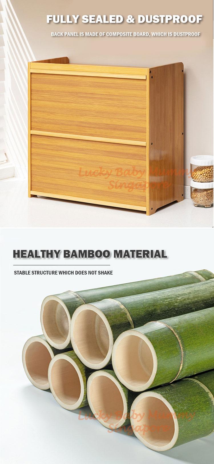 Product Introduction of Kitchen Bamboo Cabinet with Acrylic Flip Door Transparent Storage Counter Dining Household Cupboard 20