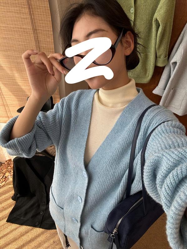 AK81 Áo cardigan len dáng dài cổ V khuy cài túi trước MAIDO TRENDY