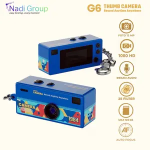 READY ! G6 Blue Thumb Camera Mini Keychain Retro Camera Foto 12MP, Video 1080 HD, Rekam Audio