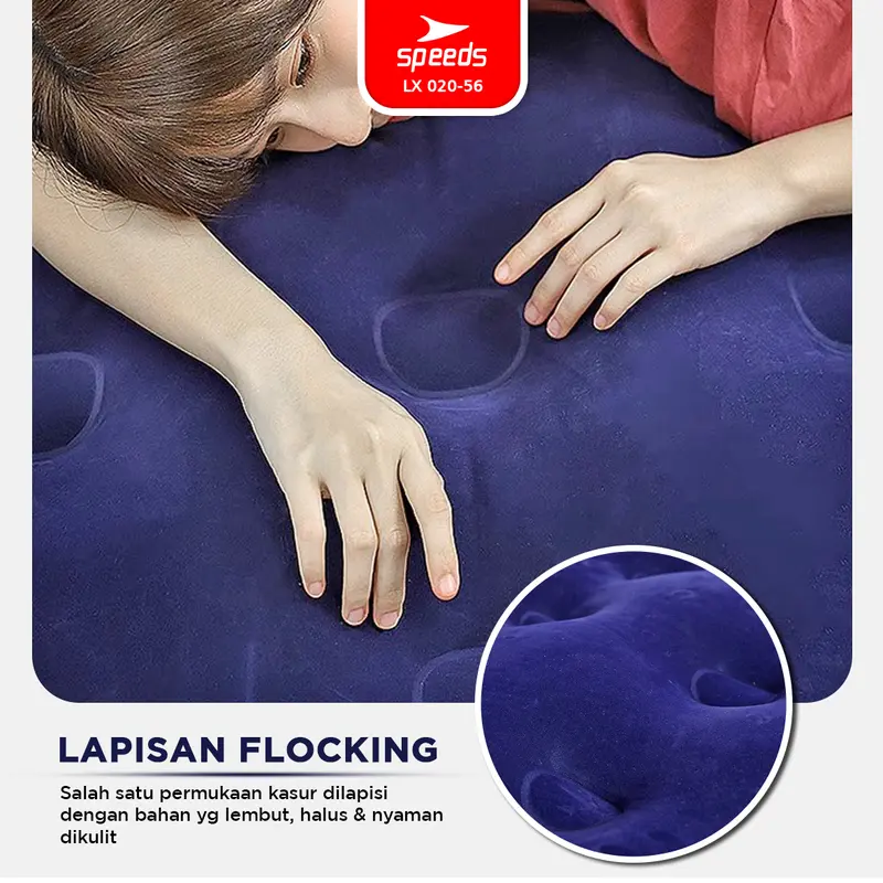 SPEEDS Matras Angin Single/Double Kasur Tiup Air Sleeping Bed Outdoor Indoor Kasur Tidur Dewasa 020-56 7