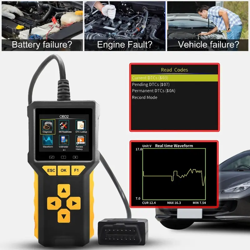 BT80 2 IN 1 OBD2 II Scanner Mobil dan Battery Baterai tester Pembaca Cek Kode Diagnostic OBD 2 BT 80 BT-80 Error Code Check Engine + Aki Test 2
