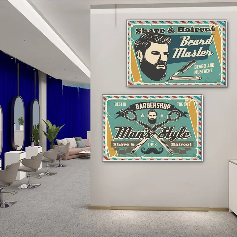 Bảng Hiệu Thiếc Kim Loại Cho Tiệm Cắt Tóc, Áp Phích Retro Cho Tiệm Cắt Tóc, Cửa Hàng Làm Đẹp Tóc, Tấm Bảng Trang Trí Tường, Khu Vực Quảng Cáo, Trang Trí Thẩm Mỹ, Tranh Tường, Trang Trí Nhà Cửa